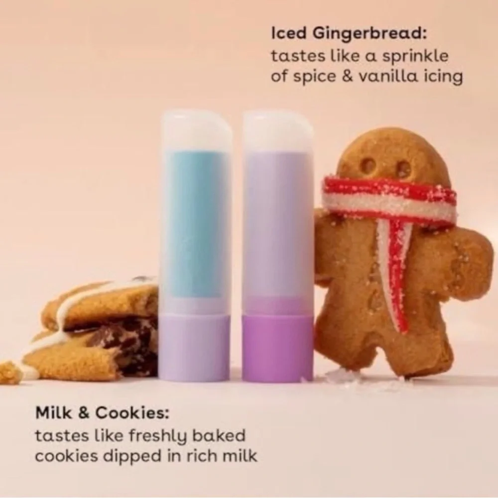 EOS Holiday Collection Lip Balm Set in gingerbread & milk and cookies  NEW